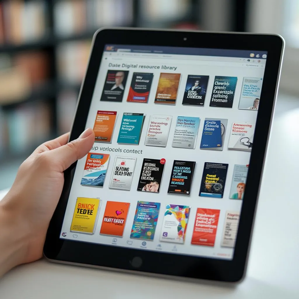 Digital resources library on tablet